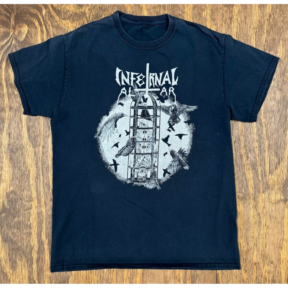 Infernal Altar Black Metal Band T Shirt Raven Cage Faded Tee Adult Medium Rare